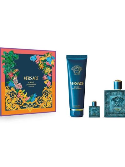 Versace Eros Pour Homme zestaw perfumy spray 100ml + żel pod prysznic 150ml + perfumy 5ml