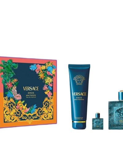 Versace Eros Pour Homme zestaw woda perfumowana spray 100ml + żel pod prysznic 150ml + miniatura wody perfumowanej spray 5ml