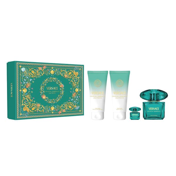 Versace Crystal Emerald zestaw woda perfumowana spray 90ml + żel pod prysznic 100ml + balsam do ciała 100ml + woda perfumowana 5ml