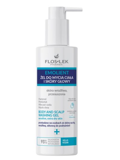 Floslek Emolient żel do mycia ciała i skóry głowy 175ml