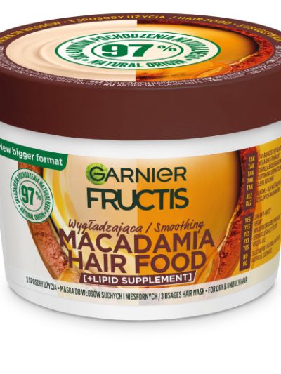 Garnier Fructis Macadamia Hair Food wygładzająca maska do włosów suchych i niesfornych 400ml