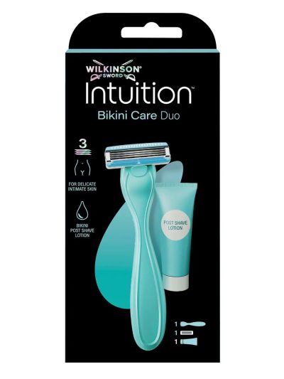 Wilkinson Intuition Bikini Care Duo zestaw maszynka do golenia z 3 ostrzami + kojący balsam po goleniu 40ml