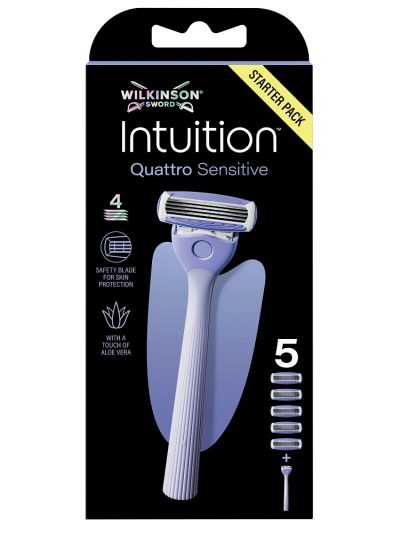 Wilkinson Intuition Quattro Sensitive maszynka do golenia z 4 ostrzami i 5 wkładów