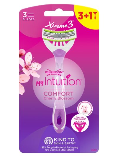 Wilkinson My Intuition Xtreme3 Comfort Cherry Blossom jednorazowe maszynki do golenia dla kobiet 4szt