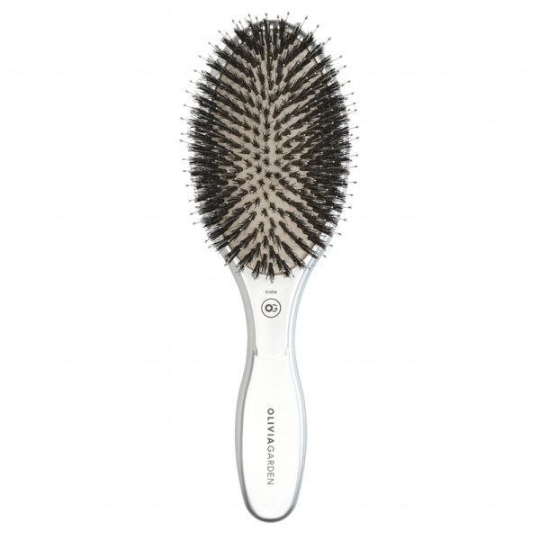 Olivia Garden Expert Care Oval szczotka z włosów z dzika z jonizacją Silver
