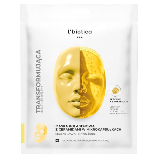 L'biotica Maska kolagenowa z ceramidami w mikrokapsułkach Regeneracja i Nawilżenie 1szt.