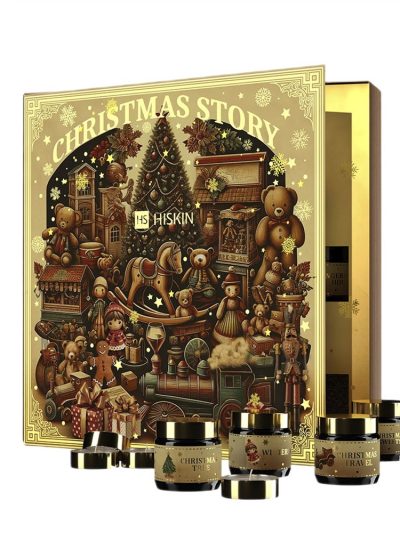 HiSkin Baśniowa Księga Kalendarz Adwentowy świeczki tealight 12x15ml + świeczki sojowe w słoiczkach 12x30ml