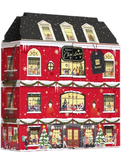 HiSkin Kamienica Kalendarz Adwentowy świeczki tealight 11x15ml + świeczki sojowe w słoiczkach 11x30ml + dyfuzor zapachowy 80ml + zapałki do świec