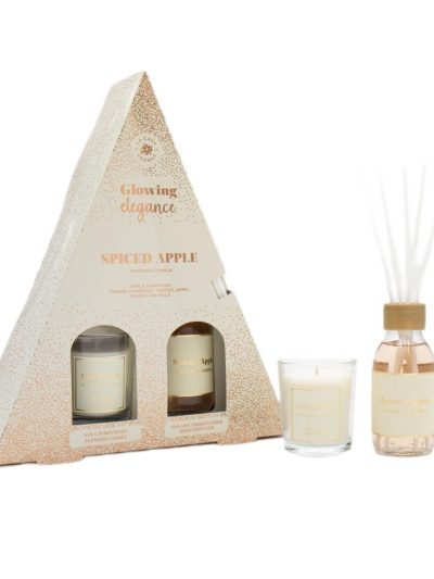 La Casa de los Aromas Glowing Elegance zestaw patyczki zapachowe Jabłko i Cynamon 95ml + świeca zapachowa Jabłko i Cynamon 120g