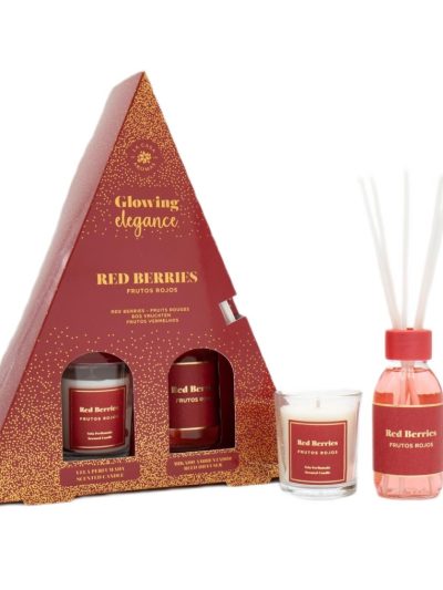 La Casa de los Aromas Glowing Elegance zestaw patyczki zapachowe Czerwone Owoce 95ml + świeca zapachowa Czerwone Owoce 120g