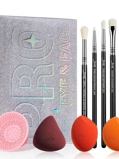 JESSUP Beauty Kit zestaw pędzli i gąbeczek szkatułka T504 10szt