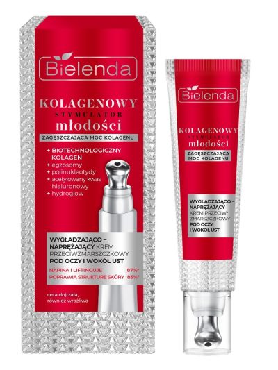 Bielenda Kolagenowy Stymulator Młodości wygładzająco-naprężający krem przeciwzmarszczkowy pod oczy i wokół ust 15ml