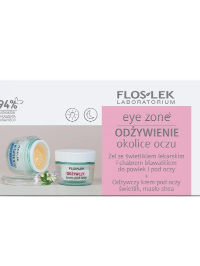 Floslek Eye Zone zestaw żel ze świetlikiem lekarskim i chabrem bławatkiem do powiek i pod oczy 10g + odżywczy krem pod oczy ze świetlikiem i masłem shea 15ml