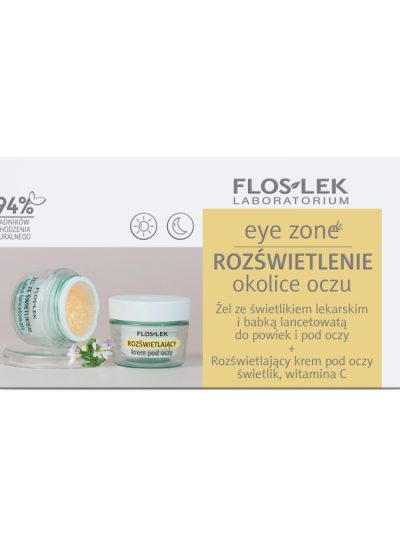 Floslek Eye Zone zestaw żel ze świetlikiem lekarskim i babką lancetowatą do powiek i pod oczy 10g + rozświetlający krem pod oczy ze świetlikiem i witaminą C 15ml