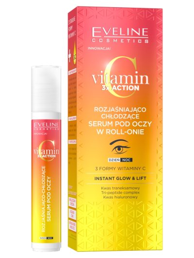 Eveline Cosmetics Vitamin C 3x Action rozjaśniająco-chłodzące serum pod oczy w roll-onie 15ml