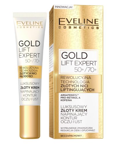 Eveline Cosmetics Gold Lift Expert luksusowy złoty krem napinający kontur oczu i ust 50+/70+ 15ml