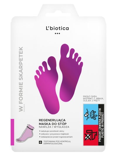 L'biotica Maska regenerująca do stóp w postaci nasączonych skarpetek 1 para