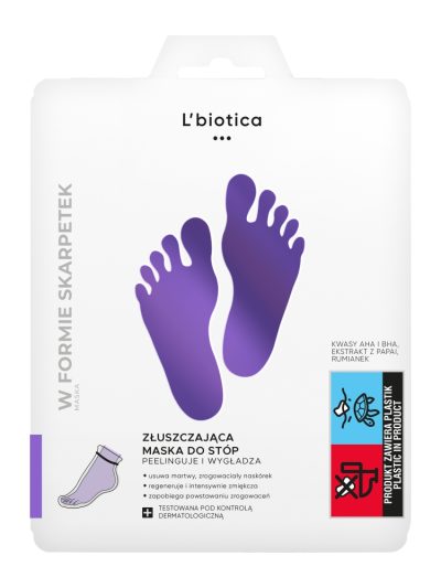 L'biotica Złuszczająca maska do stóp w postaci nasączonych skarpetek 1 para