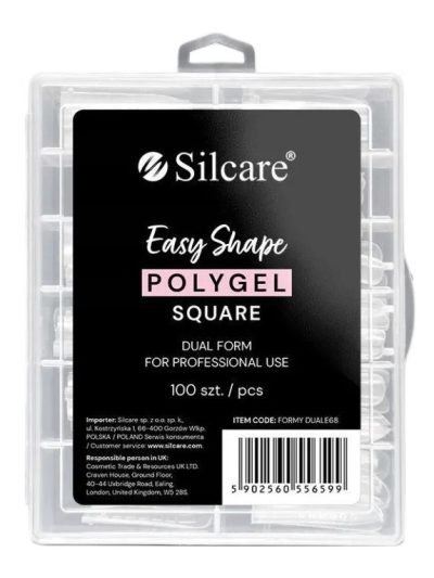 Silcare Easy Shape Polygel formy do akrylożelu Clear Dual Square 100szt.