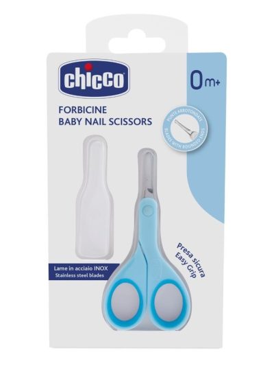 Chicco Baby Nail Scissors nożyczki z osłonką 0m+ Niebieskie