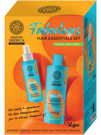 Natura Siberica Oblepikha Fabulous Hair Essentials zestaw szampon dodający objętości 400ml + serum regenerujące do włosów 200ml