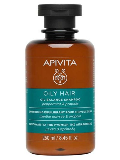 Apivita Oily Hair Oil Balance Shampoo szampon regulujący przetłuszczanie z miętą i propolisem 250ml