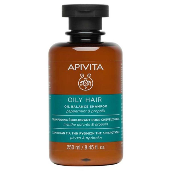 Apivita Oily Hair Oil Balance Shampoo szampon regulujący przetłuszczanie z miętą i propolisem 250ml