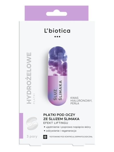 L'biotica Hydrożelowe płatki pod oczy ze śluzem ślimaka odmładzające 3 pary