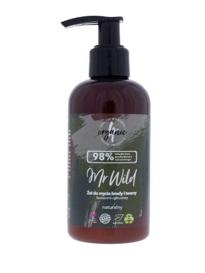 4organic Mr Wild żel do mycia brody i twarzy korzenno-cytrusowy 200ml
