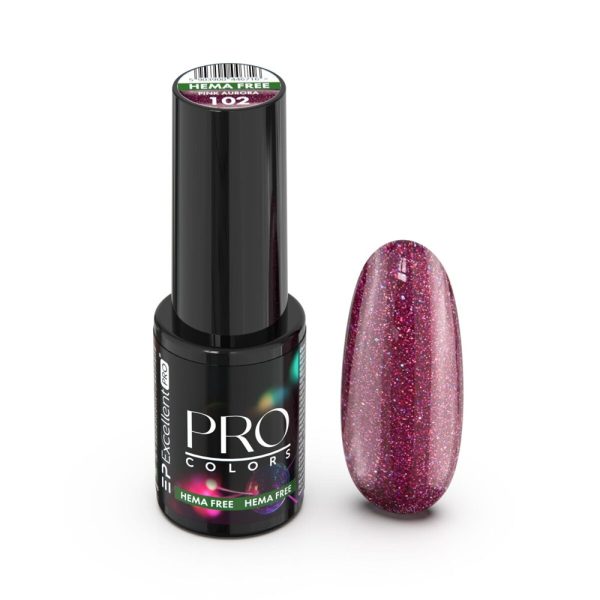 Excellent PRO Pro Colors Hema Free lakier hybrydowy 102 Pink Aurora 7g