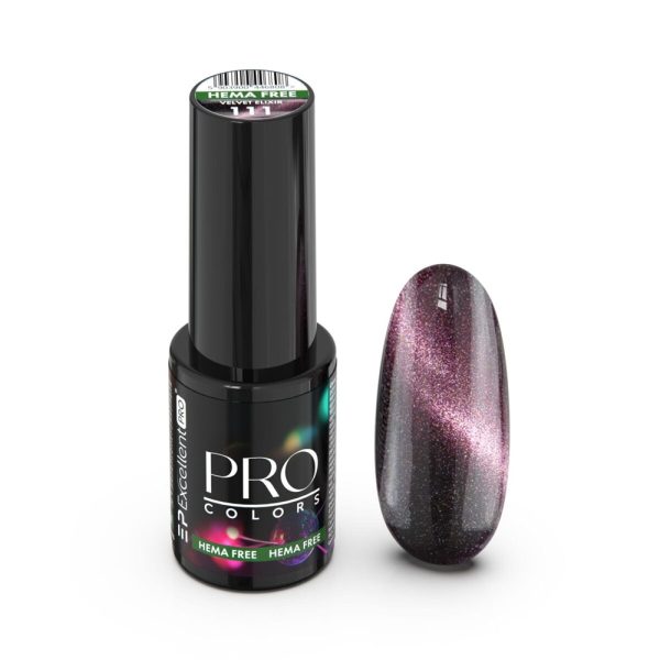 Excellent PRO Pro Colors Hema Free CatEye lakier hybrydowy 111 Velvet Elixir 7g