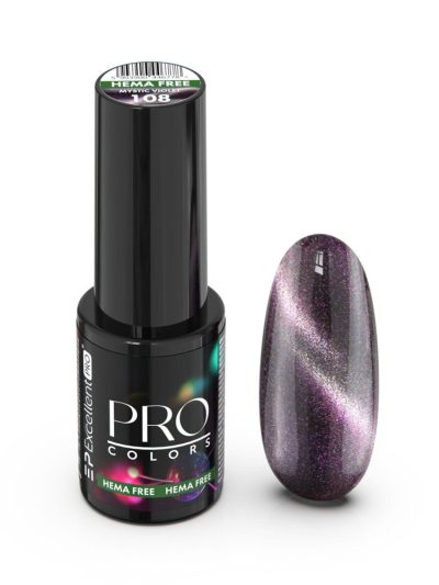 Excellent PRO Pro Colors Hema Free CatEye lakier hybrydowy 108 Mystic Violet 7g
