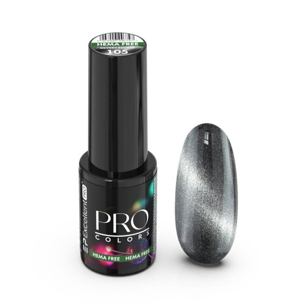 Excellent PRO Pro Colors Hema Free CatEye lakier hybrydowy 105 Silvery Eclipse 7g
