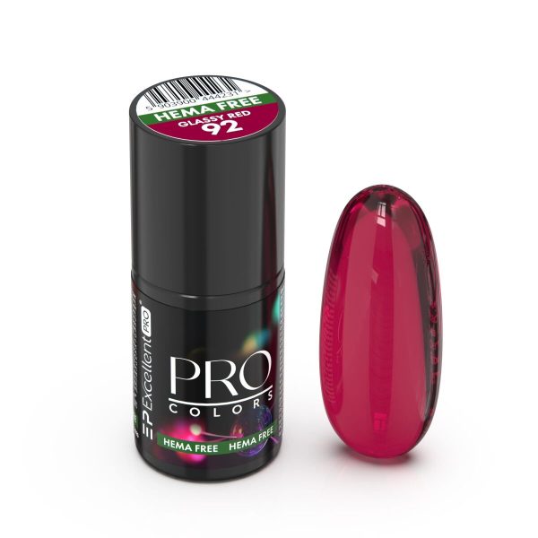 Excellent PRO Pro Colors Hema Free lakier hybrydowy 92 Glassy Red 7g