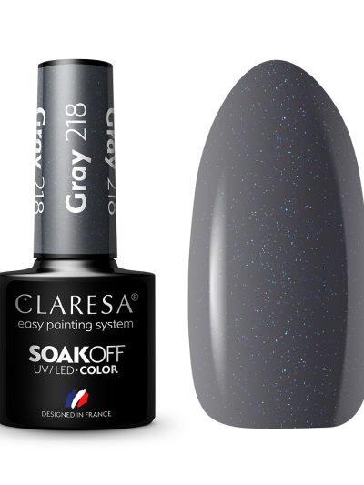 Claresa Soak Off UV/LED Gray lakier hybrydowy 218 5g