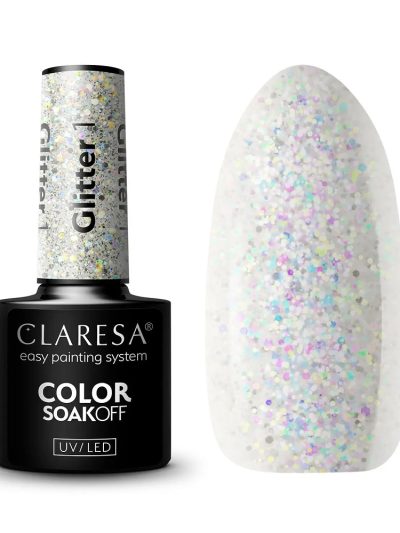 Claresa Color Soak Off UV/LED Glitter lakier hybrydowy 1 5g