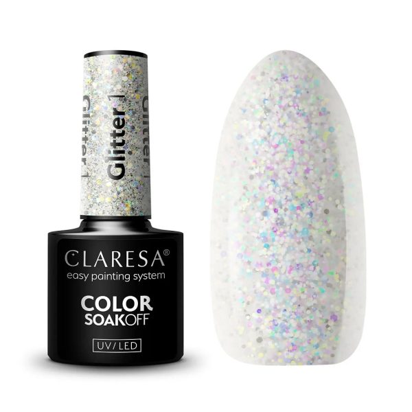 Claresa Color Soak Off UV/LED Glitter lakier hybrydowy 1 5g