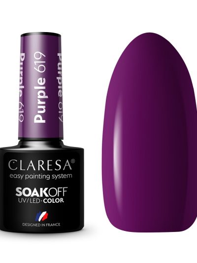 Claresa Soak Off UV/LED Purple lakier hybrydowy 619 5g