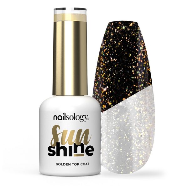 Clavier Nailsology Sun Shine brokatowy top hybrydowy Złoty 8ml