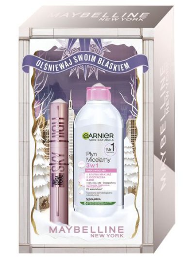 Maybelline Zestaw Lash Sensational Sky High wydłużający tusz do rzęs Black 7.2ml + Garnier płyn micelarny 3w1 400ml