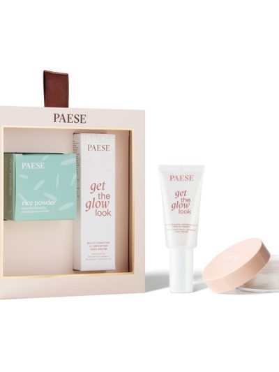 Paese All About The Base 02 zestaw rozświetlający krem do twarzy 30ml + sypki puder ryżowy 10g