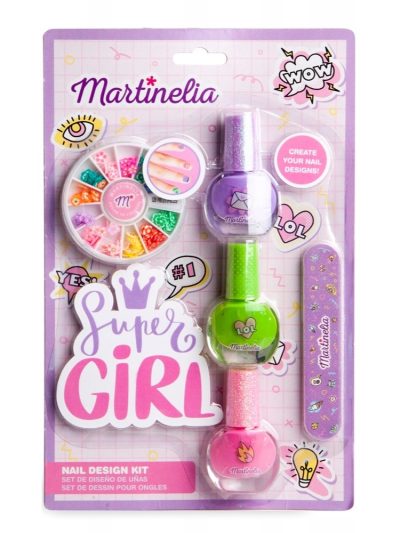 Martinelia Super Girl zestaw lakier do paznokci 4ml 3szt + zestaw ozdób do paznokci 1szt + pilnik 1szt + patyczek do paznokci 1szt
