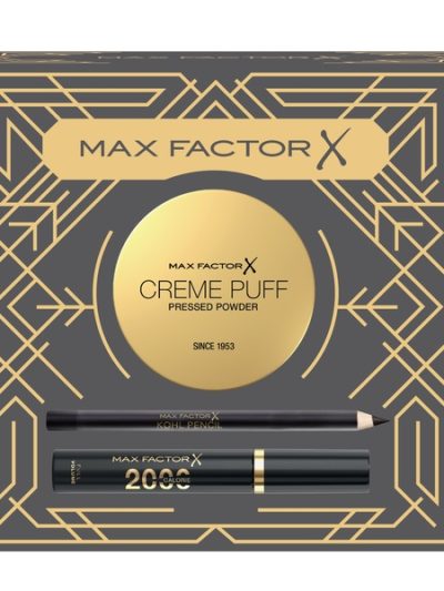 Max Factor Zestaw prasowany puder do twarzy 14g + pogrubiający tusz do rzęs 9ml + kredka do oczu 4g