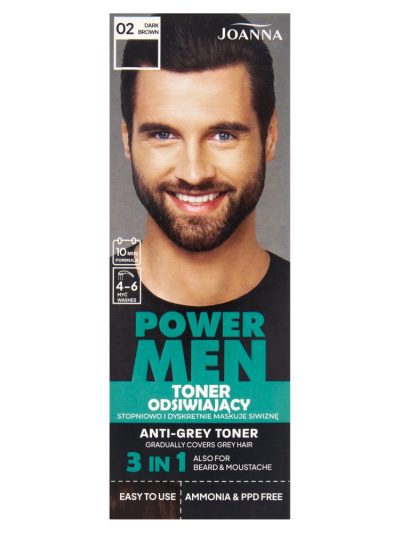 Joanna Power Men toner odsiwiający 02 Dark Brown 80g