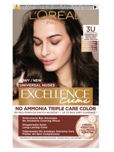 L'Oreal Paris Universal Nudes Excellence Creme pielęgnacyjny krem koloryzujący 3U Uniwersalny Ciemny Brąz