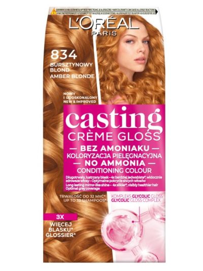 L'Oreal Paris Casting Creme Gloss farba do włosów 834 Bursztynowy Blond