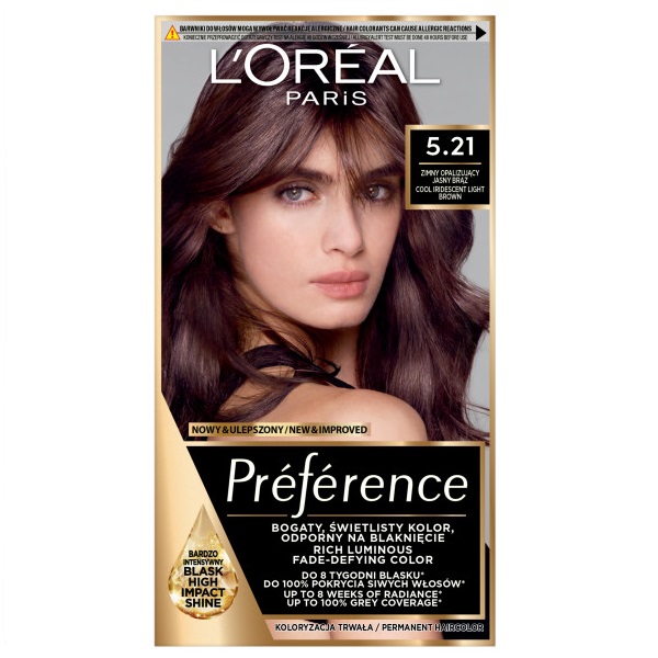 L'Oreal Paris Preference farba do włosów 5.21 Zimny Opalizujący Jasny Brąz