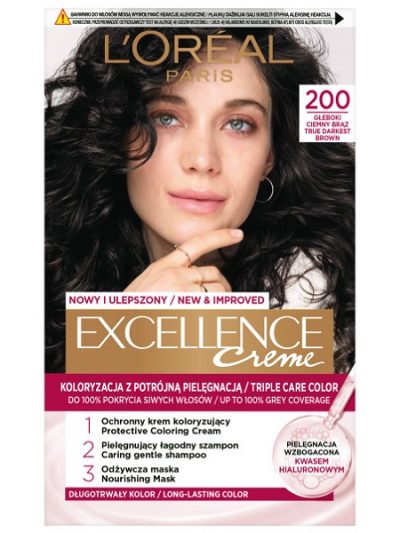 L'Oreal Paris Excellence Creme farba do włosów 200 Głęboki Ciemny Brąz