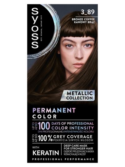 Syoss Permanent Color Metallic Collection farba do włosów trwale koloryzująca 3-89 Kawowy Brąz