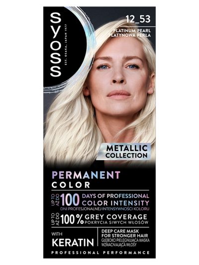 Syoss Permanent Color Metallic Collection farba do włosów trwale koloryzująca 12-53 Platynowa Perła